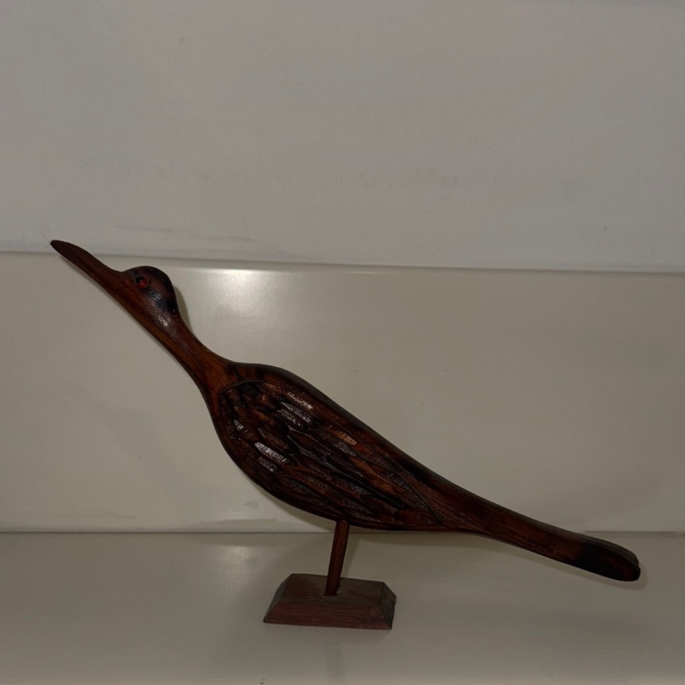 VINTAGE Hand Carved Wood Roadrunner Figurine Small Bird Carving Vintage Folk Art - Picture 2 of 4